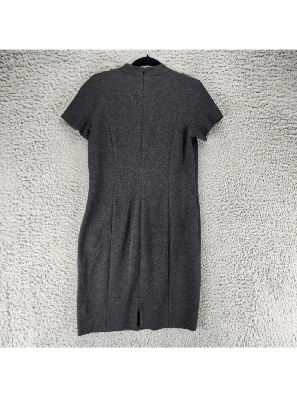 Marc Cain Dress Womens 4 Additions Charcoal Gray Short Sleeve Midi Sheath Stretc
